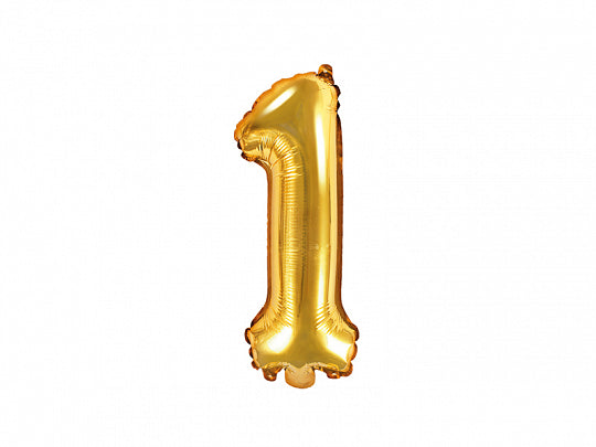 Foil Number Balloon, SMALL (0-9), gold