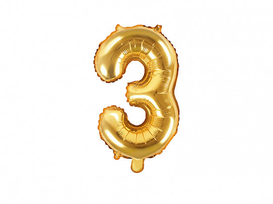Foil Number Balloon, SMALL (0-9), gold