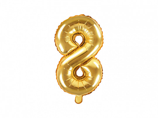 Foil Number Balloon, SMALL (0-9), gold