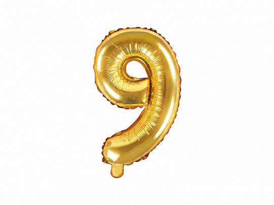 Foil Number Balloon, SMALL (0-9), gold